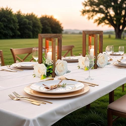 OurWarm 10Pcs Wedding Centerpieces for Tables, Foldable Centerpiece Table Decorations Center Pieces Decoration for Table, Rustic Wood Lantern Centerpieces for Tables Wedding Party Table Decor (Brown) thumbnail 5