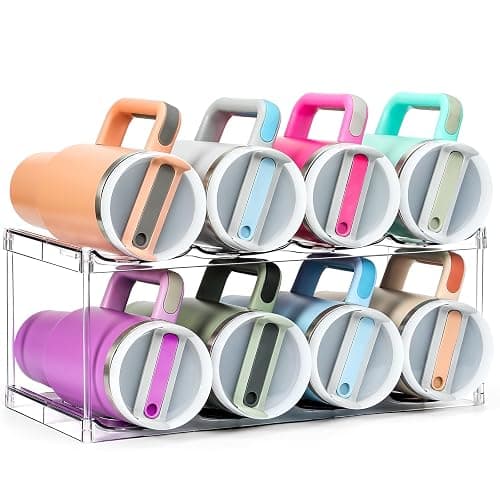 Design for Stanley 40 OZ & Large Bottles & Tumblers with Handle - Acrylic Water Bottle Organizer - Stackable Clear Wine Rack, Cup Holder for Home Kitchen Pantry Shelf Countertop Cabinet, 2 Tier Hold 8 - Image 1
