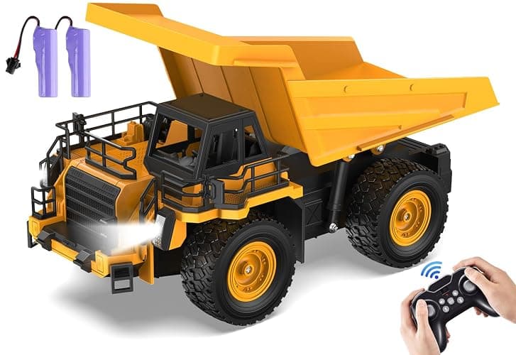 9-Channel RC Dump Truck Toy | 1:18 Scale Construction Vehicle with Working Bed, Lights & Sounds, All-Terrain Tires, 100-Min Rechargeable Battery, 2025 New STEM Birthday Gift for Kids 6-12 & Adults - Image 1