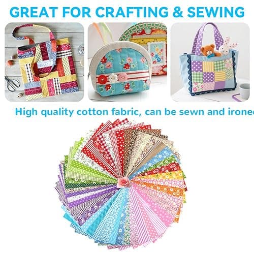 Aucuu 7er Set Baumwollstoff Paket, 50 x 50cm Stoffe zum Nähen, Patchwork Stoffe, Patchwork zum Quilten, Stücke Paket zum Quilten, DIY Basteln Handwerken, Puppenkleidung thumbnail 7