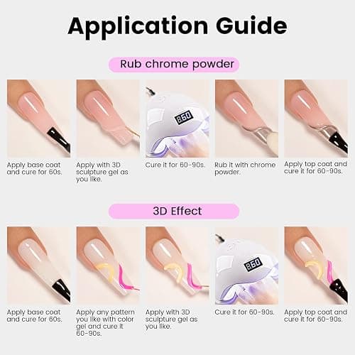 RARJSM 3D Sculpting Gel Clear Painting Gel Polish Nail Art Designs No Wipe Chrome Nail Powder Nails Charms Rhinestone Decoration Adhesive Glue Drawing Painted Sculpture Hard Gelpolish Curing Requires thumbnail 7