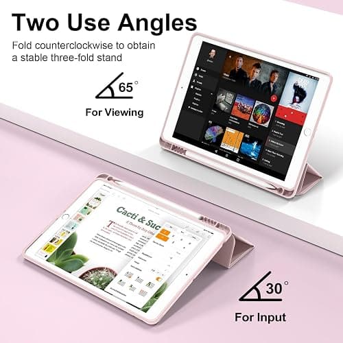 aoub Kompatibel mit iPad 2018/2017 Hülle Fallbeständig verschleißfest Eingebauter Stifthalter Smart Schutzhülle aus Silikon mit Schlafen/Wachen GKompatibel mit iPad 5. und 6. Generation,Rosa thumbnail 4