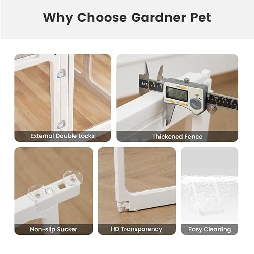 Gardner Pet Clear Acrylic Dog Playpen, 24" H 10 Planes Transparent Dog Fence Indoor, Sturdy Pet Pen for Puppy/Small Dog/Rabbit/Cat/Pig, Easy Assemble & Cleaning Plastic Whelping Box Enclosure, White thumbnail 6