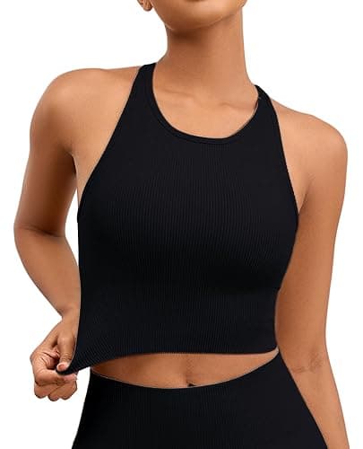 AegisChic Yoga Sports Seamless Bras for Women Longline Tank Top with Built-in Gym Workout Racerback Bra Tops - Image 1