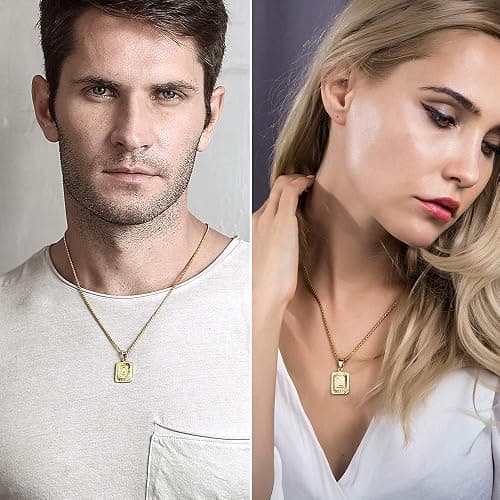 Trendsmax Initial A-Z Letter Pendant Necklace Mens Womens Capital Letter Yellow Gold Plated Stainless Steel Box Chain 22inch thumbnail 2