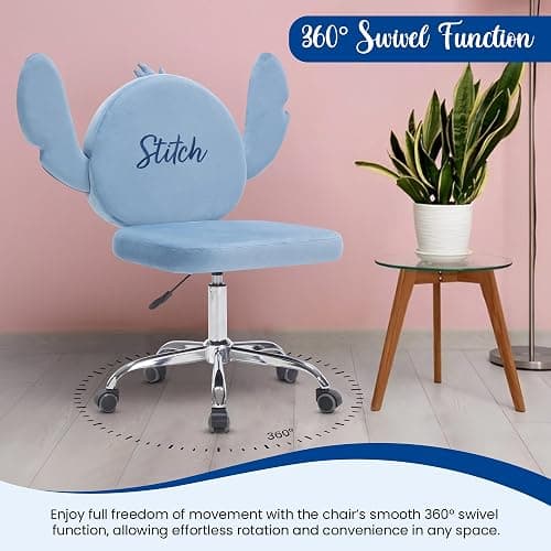 Impressions Vanity Stitch Swivel Vanity Chair with Wheels, Padded Comfy Polyurethane Foam, 360 Degree Spinning, Adjustable Seat Height, Comfortable Makeup Chair for Desk, Office and Home Decor thumbnail 3