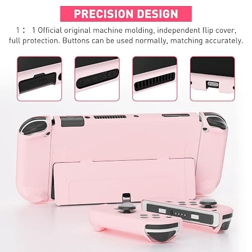 FANPL [Improved Version] Dockable Case for Nintendo Switch OLED 2021, Protective Case Cover for Switch OLED and Joy Con Controller - Strong and Durable, Not Easy to Fall Off (Pink) thumbnail 4