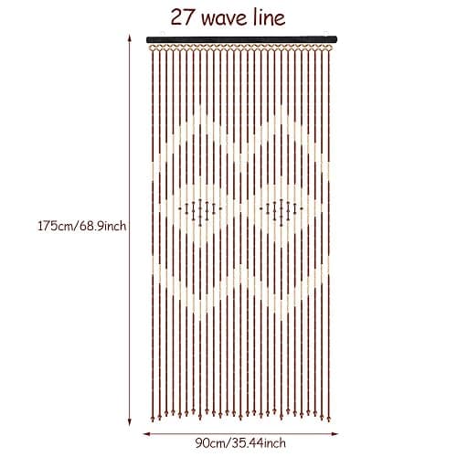 TFCFL Bamboo & Wooden Bead Curtain, 27 Lines Doorway Screen with Jagged Pattern W35.4 X H68.9 for Porch Bedroom Living Room (Coffee White) - Model 2 thumbnail 3