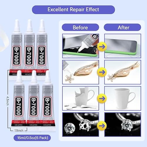 FITTDYHE 6PCS Jewelry Glue - 15ML/0.5fl oz Clear DIY Craft Glue for Rhinestones, Waterproof Strong Bond Adhesive for Phone Repair, Nail Art, Shoes, Fabric, Metal, Glass thumbnail 5