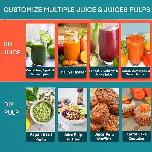 Juicer Machines, Juilist 3" Wide Mouth Juicer Extractor Max Power 800W, for Vegetable and Fruit with 3-Speed Setting, 400W Motor, Easy to Clean thumbnail 4