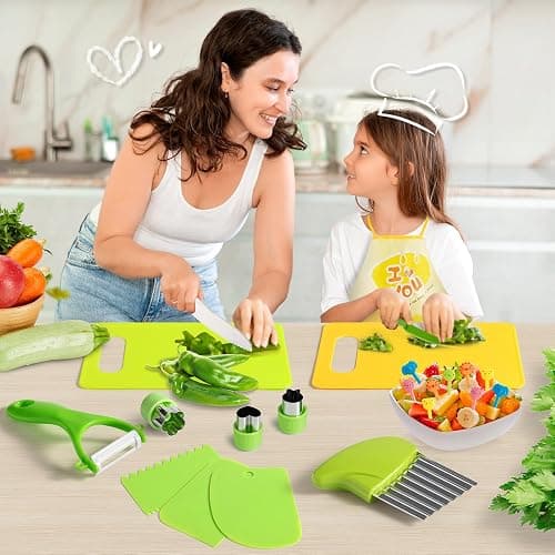 Mactoou Kids Kitchen Knives, 27 Pieces Kids Knife for Real Cooking, Toddler Safe Knives Set with Plastic Knife, Crinkle Cutter for 2 3 4 5 6 7 8 9 10+ Year Old Boys Girls thumbnail 6