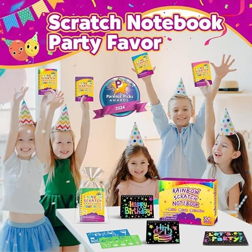 Party Favors for Kids 4-8-12: 24 Pack Scratch Rainbow Art Crafts Notebook, Coloring Book Goodie Bags Stuffers Kit, Bulk Birthday Gift Classroom Prizes Girl Boy Toddler thumbnail 3