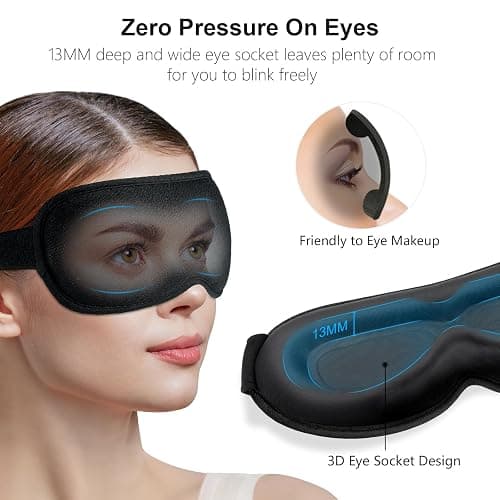 Gritin 100% Blackout Sleep Eye Mask for Women Men, Zero Pressure Sleep Mask | Ergonomic Design 3D Cutout Eye Movement and Eyelash Friendly Night Blindfold, Ultra Soft Comfortable for Sleeping thumbnail 3