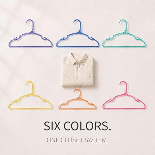 SCANDINOVIA Unbreakable Plastic Hangers - Pack of 24 - Heavy Duty I-Beam Design, Durable, Slim & Space Saving - Perfect for Coats & Everyday Use - Colorful Rainbow Clothe Hanger for Organized Closet thumbnail 5