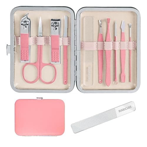 10 in 1 Manicure kit for Women Professional Pink Nail kit, Nail Care kit and Personal Toe Nail Clippers, Complete Manicure Set Women with Travel Beauty Tools Convenience Set - Image 1