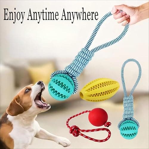 Novique 3 Pack Heavy Duty Dog Rope Toys for Breed Aggressive Chewers, Treat Balls and Dog Squeaky Toy for Puppies & Small Dogs thumbnail 2