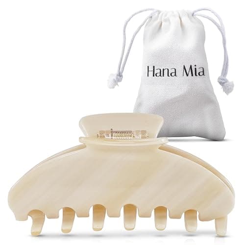 Hana Mia Large Creme Claw Clip, 4 Inch Acetate Hair Clip for Women | Luxury 4 Inch Acetate Claw Clip with Secure Hold & Snag-Free Teeth for Half-Ups, Updos & Chic Everyday Styles | Creme - Image 1