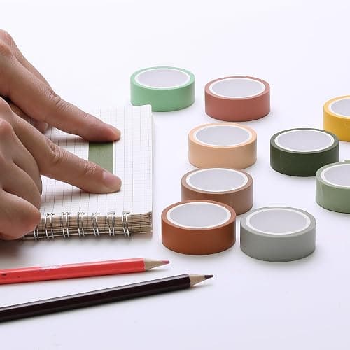 Mr. Pen- Washi Tape Set, 10 Rolls, 5.5 Yards/Roll, Washi Tape for Scrapbook | Arts, Crafts, Journals and Planners, Earthy Tones thumbnail 8
