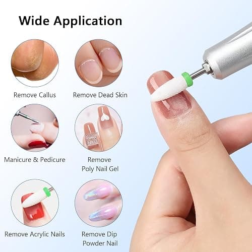 GazePlus 13PCS Nail Drill Bits Set, 3/32” Professional Nail Drill Bits, Tungsten Carbide Ceramic Efile Cuticle Remover Bits with Brush, Brocas para uñas for Home Salon Nail Manicure thumbnail 2