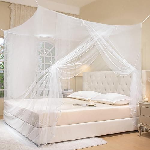 COZFUR Mosquito Net for Bed Mosquiteros Cameros para Cuba One Side Opening White Bed Canopy Netting for Bedroom Camping Outdoor Travel (L75 X W71 X H75 Inch) - Image 1