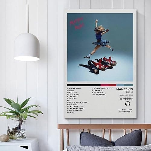 Måneskin Album Rush! Poster, Wandkunst, Leinwand, ästhetisches Vintage-Poster, dekoratives Gemälde, Wohnzimmer, Schlafzimmer, Dekoration, 30 x 45 cm, ungerahmter Stil thumbnail 5
