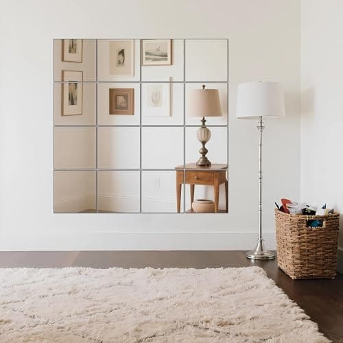 Ruomeng Home Gym Mirrors 12" x 12" x 16Pcs Wall Mounted Mirror Glass Frameless Full Length Mirror Tiles for Home Gym, Bedroom, Door & Bathroom thumbnail 6