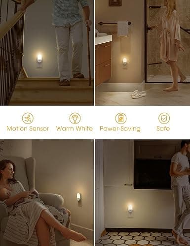 L LOHAS LED Motion Sensor Night Light, Motion Activated Night Light, 4Pack, 3000K Warm White, Night Lights Plug into Wall Motion Sensor, 30/60LM Adjustable Brightness, for Kids Adults Bathroom Kitchen thumbnail 8