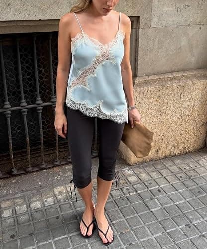 Women Lace Trim Satin Tank Top Halter Neck Silk Camisole Tops Patchwork Backless Spaghetti Strap Cami Shirts thumbnail 2