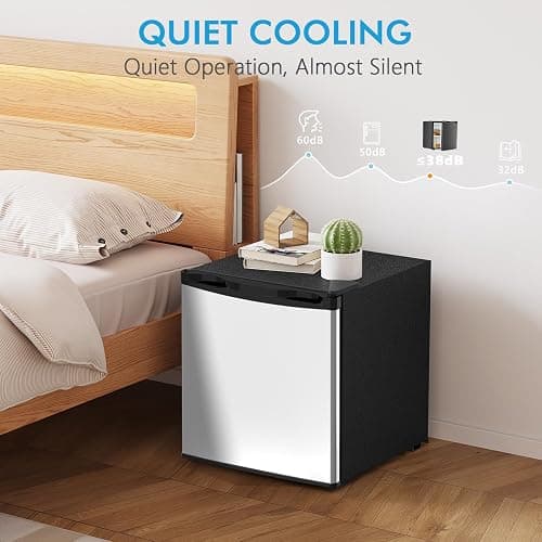 COWSAR 1.7 Cu.Ft Mini Fridge with Freezer, Compact Refrigerator with 7 Temperature Settings, Energy-efficient Low Noise Small Refrigerator Suitable For Dorm, Office, Bar, RV (Stainless Steel Silver) thumbnail 6