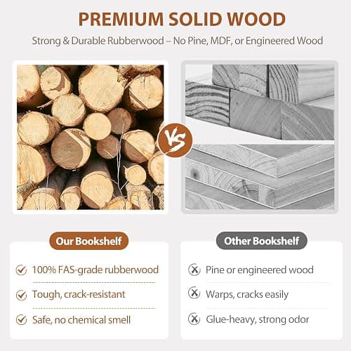 Muwuele Solid Wood Rotating Bookshelf on Wheels, 6 Tier, Round Revolving Bookcase, 360° Spinning Book Shelf Tower for Kids, Narrow Rolling Bookshelves for Small Space, Corner, Bedroom, Office, White thumbnail 4