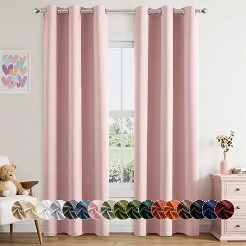 MIULEE Blackout Curtains for Bedroom Living Room 2 Panels, Thermal Insulated Room Darkening Drapes Grommet Noise Reducing Light Blocking Window Treatments 72 Inches Long 40x72 Inch Pink - Image 1