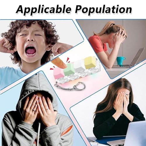 YSFVNP 4 Pcs Keyboard Fidget Toy, Keyboard Fidget, Fidget Toys Keychain Keyboard 4 Keys Decompression Keychain Finger Caps Toy to Relief Stress Pass The Time (4 Colors) thumbnail 3