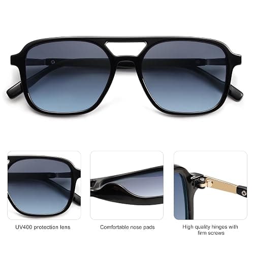 SOJOS Retro Aviator Sunglasses for Women Men,Trendy Rectangle Womens Mens Shades Sun Glasses SJ2202 thumbnail 6
