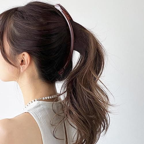 VARMDUKKE 3PCS Banana Hair Clips, 2 Styles Large Strong Hair Claw Clip with Double Combs, Classic Non-slip Hair Accessories for Women Straight Curly Long Hair - Black, Brown thumbnail 5