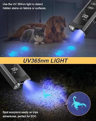PPTSLID Flat EDC Flashlight Rechargeable with 4 Light Sources: Green Beam, UV Light, White LED Combo, Side Floodlight Combo, 600 Lumen Slim Small Pocket Magnetic Flashlight with Storage Case, Black thumbnail 4
