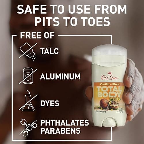 Old Spice Whole Body Deodorant Stick for Men, Aluminum Free, Vanilla + Shea Scent, 24/7 Odor Protection, 24/7 Lasting Freshness, Dermatologist Tested, Gentle on Skin, Safe to Use All Over, 3.0 oz thumbnail 4