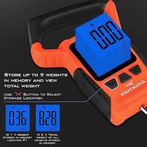 KastKing Fish Scale, WideView Floating Waterproof Digital Scale, 2.5” Large LCD Display, 110lb Capacity, Multi-Mode Pound/Ounces & Kilograms, Stores up to 9 Weights, Fishing Gifts for Men thumbnail 6