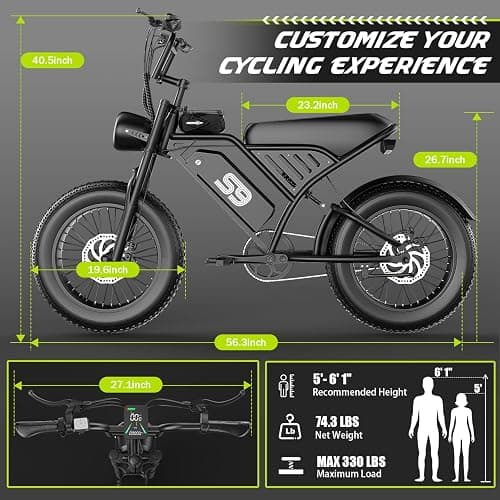ASKGO Electric Bike for Adults, 2500W Peak Electric Dirt Bike, 28MPH 65Miles E Bike with 48V 20AH Removable Battery, 16"/20" Fat Tire All-Terrain Ebike with NFC Unlock thumbnail 9