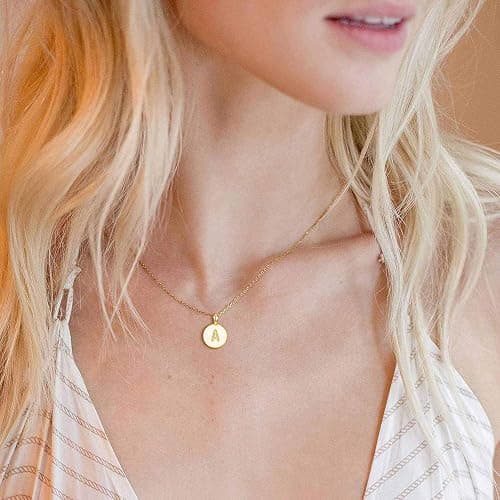 PAVOI 14K Gold Plated Initial Letter Pendant Necklace for Women | Gold Alphabetical Initial Necklace thumbnail 2