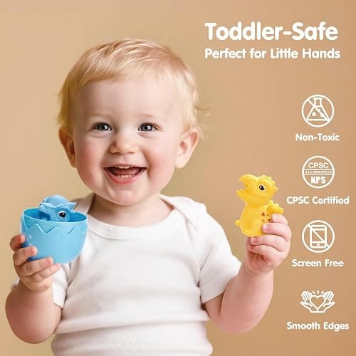 hahaland Toddler Learning Toys for 2 3 Year Old – Montessori Counting Matching Train Set with 8 Dinosaurs & Sorting Easter Eggs, Dino Stickers Toddler Toys for Kids 1-3 Years Easter Basket Stuffers thumbnail 8
