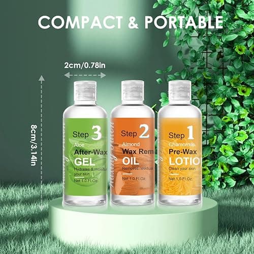 Mini Pre Wax Spray and After Wax Spray, Triple-bottle Set After Wax Care with Pre Wax Cleanser, Wax Remover Oil and Skin Soother Organic Aloe Vera Gel for Sensitive Skin thumbnail 5