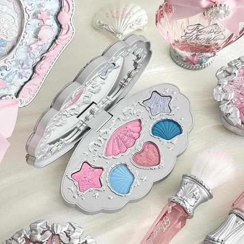 Flower Knows Shell's Jewel 6-Color Makeup Palette,Pink Blue Face Makeup Palette with 4 Matte + 2 Shimmer Shades,Blendable Smooth Cute Make Up,0.23 Oz(02 Mermaid's Tears) thumbnail 7