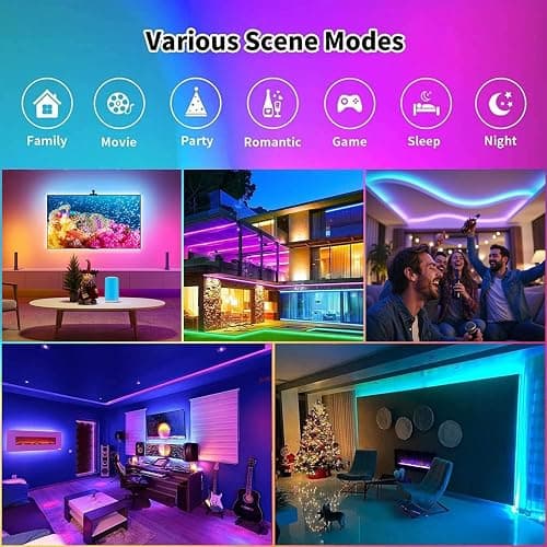 CHARKEE LED Lights 100ft USB-Powered, Music Sync RGB LED Strip Lights for Bedroom/TV Backlight/Gaming Lighting, Color Changing Bluetooth Led Lights IR Remote&App Control thumbnail 3