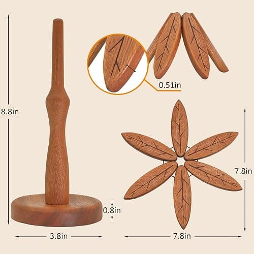 Wooden Trivets for Hot Dishes, Wooden Tree Trivet Set, Tree Coasters - of 5 + 1 Stand stored, Suited for Hots, Pans, Bowl, Teapot, Hot Holders - Multifunctional Ornaments thumbnail 2