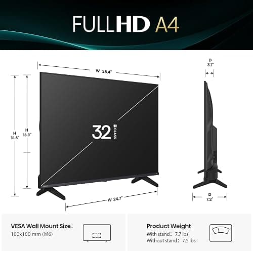 Hisense 32-Inch Class A4 Series FHD 1080p Smart Fire TV (32A4NF, 2025 Model) - DTS Virtual: X, Slim Bezel Design, Alexa Built in thumbnail 2