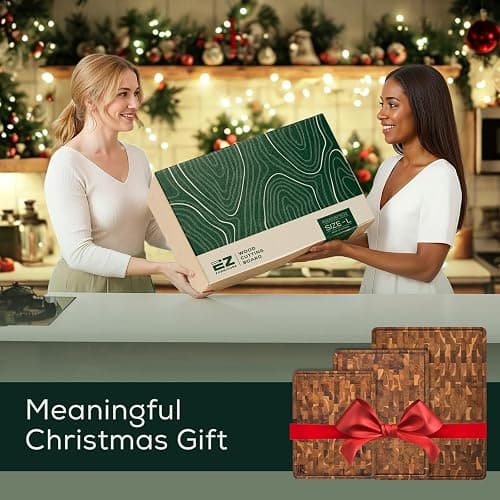 EZ FURNITURE Non-Toxic Teak Wood Cutting & Serving Board, Luxury Ideal Christmas Gift for Kitchen, Knife Friendly, Pre-Oiled End Grain with Juice Groove & Handles (L 20" x 15" x 1.5", 11.90 lbs) thumbnail 3