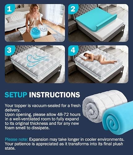 Panyu Dual Layer 4 Inch Memory Foam Mattress Topper Twin Size, 2" Cooling Gel Memory Foam & 2" Plush Pillow Top CertiPUR-US Mattress Pad Cover Medium Support for Pressure Relief, Deep Pocket, White thumbnail 9