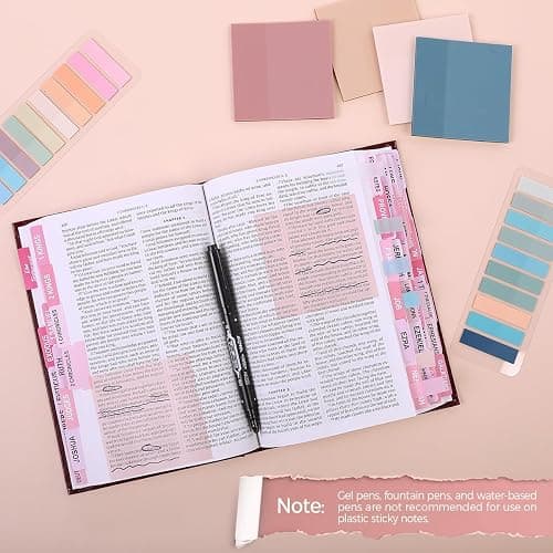 SKYDUE Bible Study Kit, Bible Journaling Supplies, Bible Annotation Set with Aesthetic Tools, Highlighter and Gel Pen Set, Pencil Case with Bible Tabs, Gift for Bible Enthusiasts (Pink) - Pink Plus thumbnail 5