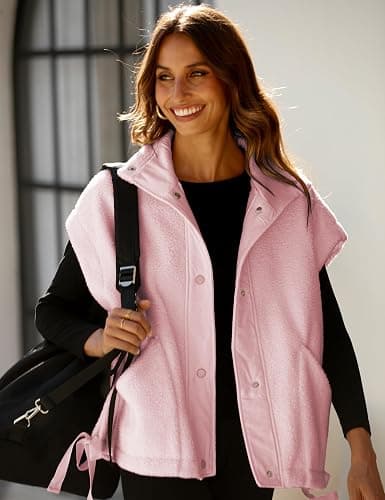 Yeokou Women's Fleece Vest Casual Sleeveless Button Down Winter Warm Sherpa Jacket with Pockets thumbnail 6