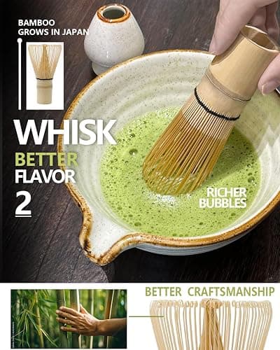 Taruzil Matcha Whisk Set with Matcha Bowl, Matcha Bamboo Whisk, Scoop, Sifter, Matcha Whisk Holder Unique Gifts for Women Men Girl Friend Home Kitchen Decor Gifts for Christmas, Birthday,Halloween thumbnail 4